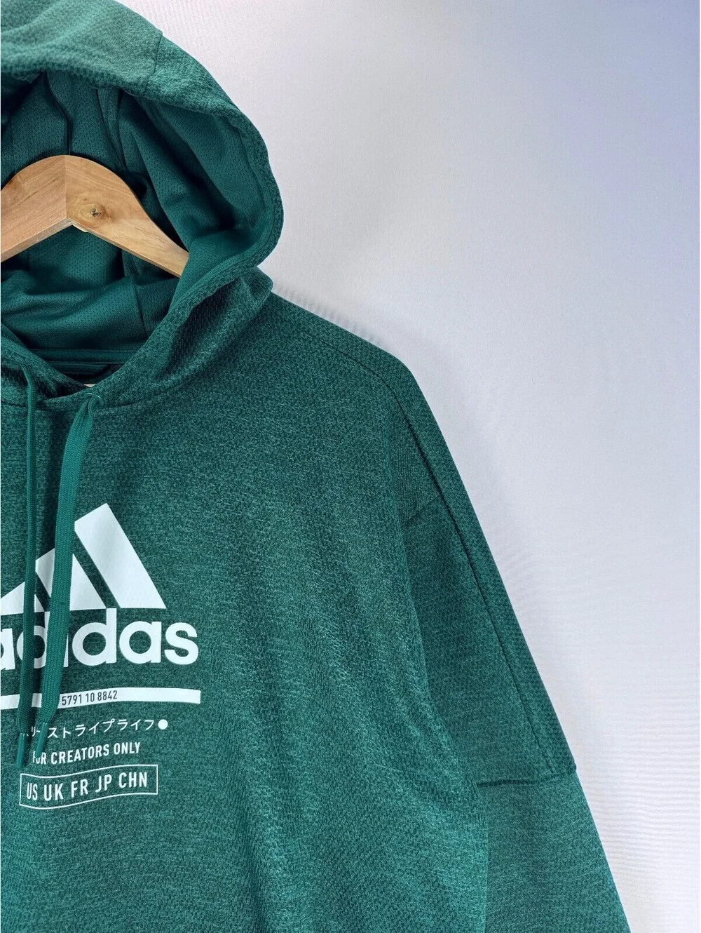 Adidas Climawarm Green Graphic Hoodie Mens Size Large Athletic Sports Sweatshirt